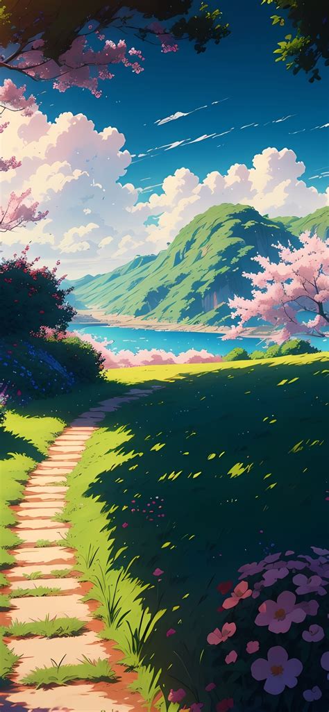 1242x2688 Resolution Anime Field 4k Anime Landscape Iphone Xs Max