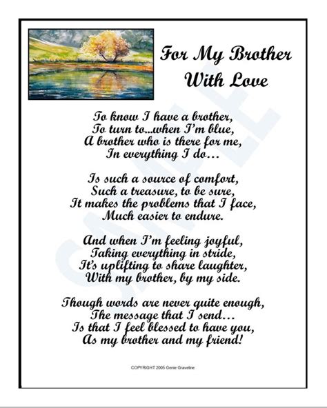 for my brother with love brother poem brothers birthday etsy