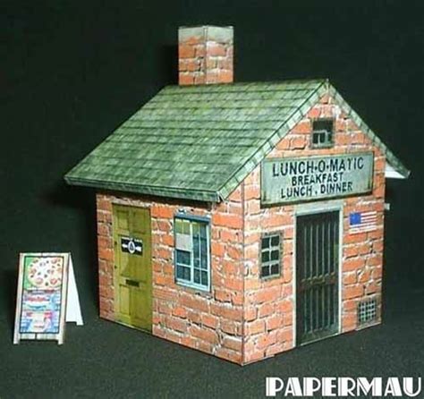 Lunch O Matic Restaurant Paper Model Paperized Crafts