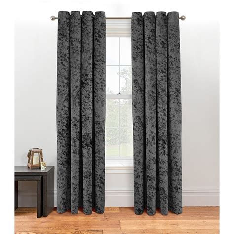 Charcoal Embossed Crushed Velvet Effect Eyelet Curtains Home George