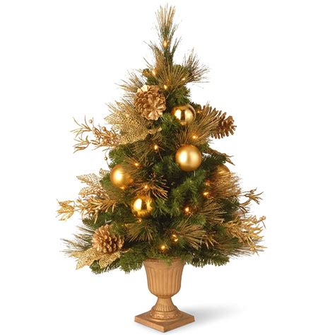 3 Ft Pre Lit Potted Artificial Entrance Christmas Tree Clear Lights