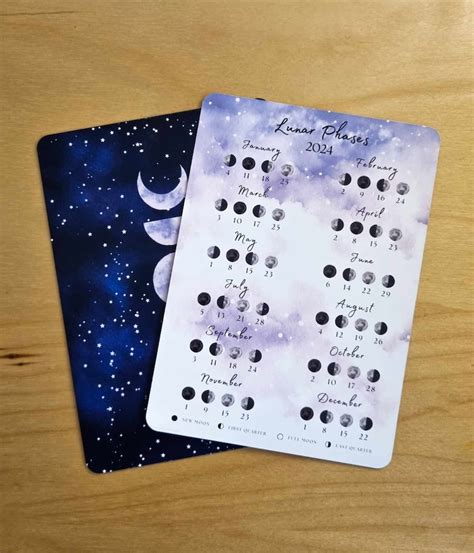 Moon Calendar 2024 Lunar Calendar 2024 A6 Card Moon Phase