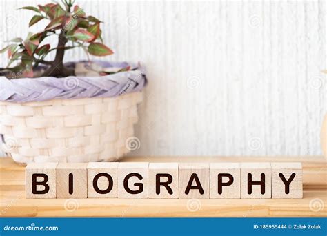 Biography Word Concept Written On Wooden Blocks Cubes On A Dark Table