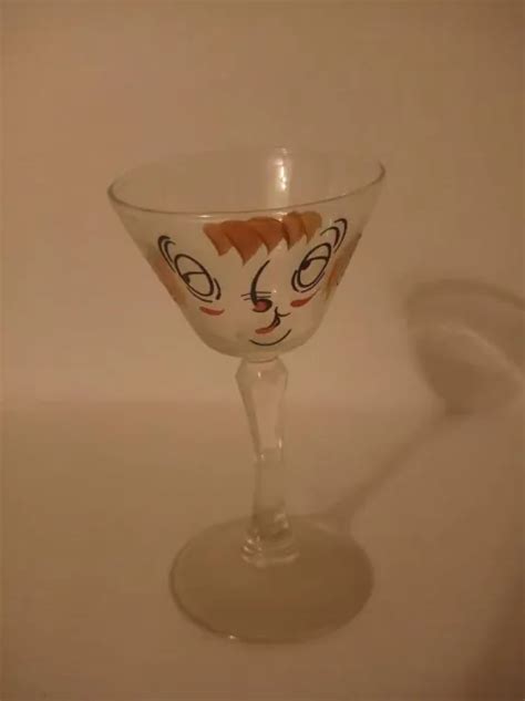 VINTAGE GAY FAD Beau Brummel Novelty Tipsy Martini Barware Glass 1950 S