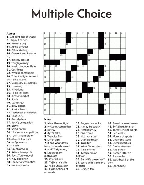 Easy Printable Crossword Puzzles Easy Crossword Puzzle Worksheet