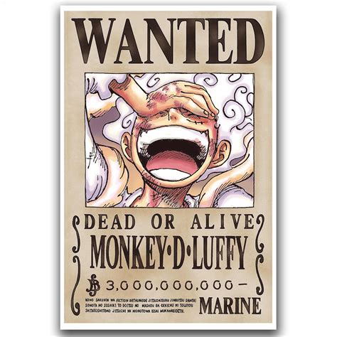 Buy Anime One Piece Wanted S Latest Luffy Bounty 3 Billion Bailey Canvas Print Straw Hat