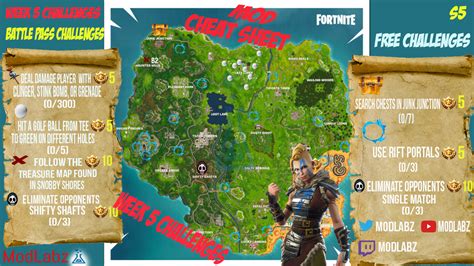 Our fortnite week 6 challenges guide contains a list of all the challenges in week 6 of season 5, with tips, tricks and strategy advice for completing each one and earning your battle star rewards. MOD Cheat Sheet Guide for Fortnite Battle Royale Season 5 ...