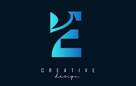 Letter E Logo With Negative Space Design And Creative Wave Cuts Letter