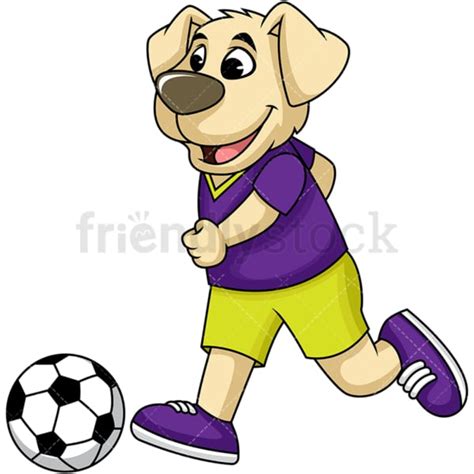 Dog Mascot Playing Soccer Cartoon Vector Clipart