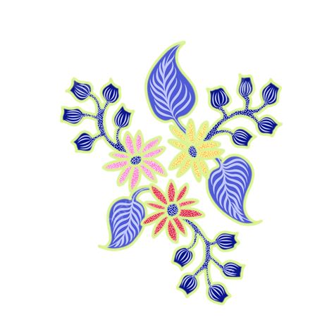 Batik Modern White Transparent Colorful Batik Flower Stickers With