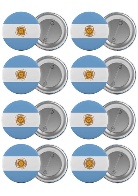 Arjantin Bayrağı Çanta Rozeti Seti 8 Adet En Büyük Boy 5 8Cm Iğne