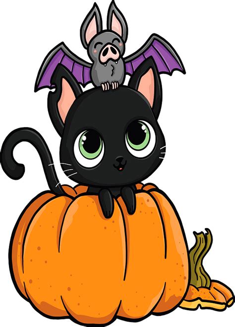 Halloween Cat And Bat Clipart Free Download Transparent Png Creazilla