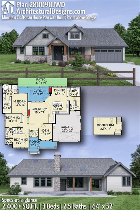 Country Craftsman House Plan 280090jwd Gives You 2400 Square Feet Of