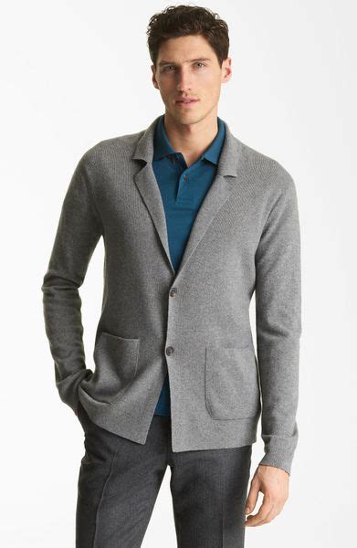 Pringle Of Scotland Knit Sweater Blazer In Gray For Men Grey Lyst