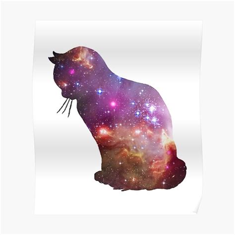 Cosmic Galaxy Cat Poster By Ccheshiredesign Redbubble