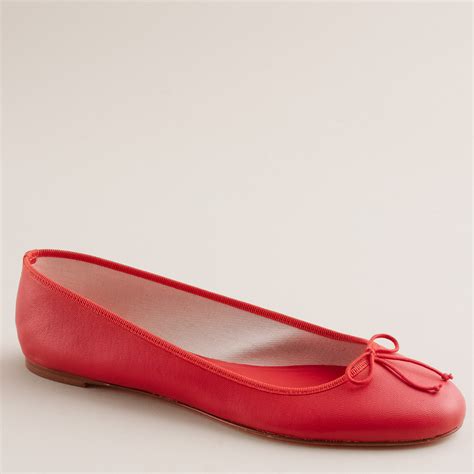 J Crew Classic Leather Ballet Flats In Red Lyst