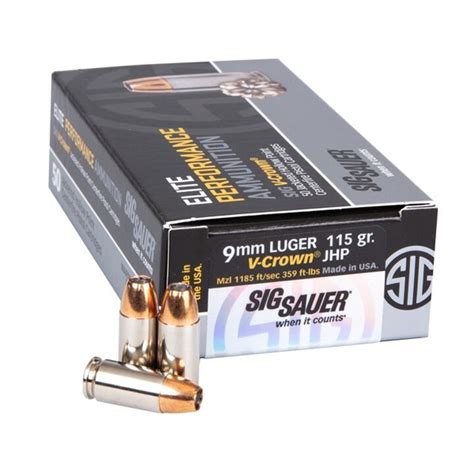 Sig Sauer Elite V Crown 9mm 115 Grain Jhp Handgun Ammo 50 Kittery