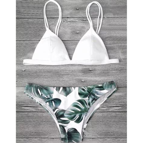 2019 Brazilian Print Bikinis Women Swimwear Green Leaves Pattern