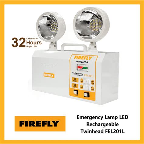 Firefly Emergency Lamp Led Rechargeable Twinhead Fel201l Shopee