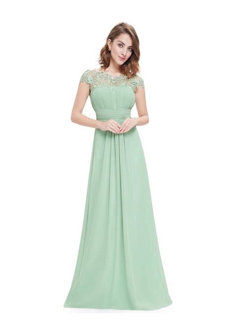 chiffon abendkleid lang mit spitze in mint grün chiffon evening dresses green bridesmaid
