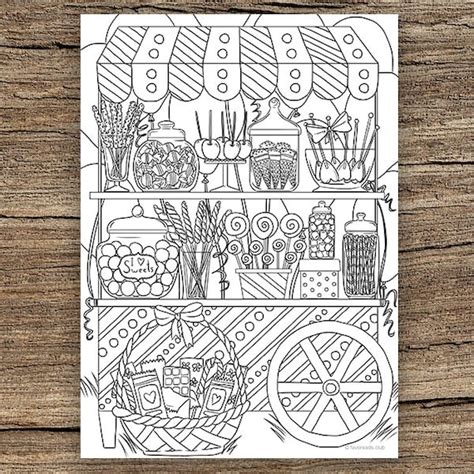 Candy Shop Printable Adult Coloring Page From Favoreads Etsy