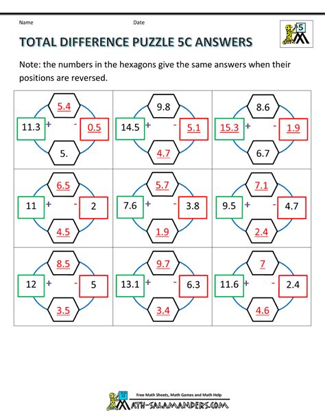 Printable Math Puzzles 5th Grade