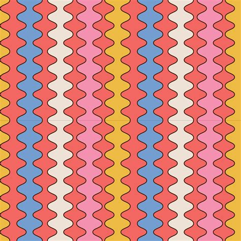 70s Geometric Retro Seamless Pattern Rainbow Colorful Nostalgic