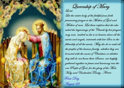 Queenship Of Mary Queen Of Heaven And Of Earth Feast Day August 22