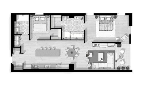 Floor Plan 2d Rendering Bw By Alberto Talens Fernández At