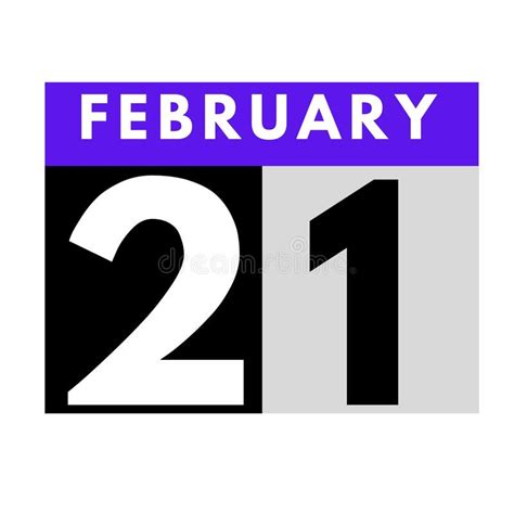 February 21 Flat Daily Calendar Icon Date Day Month Stock