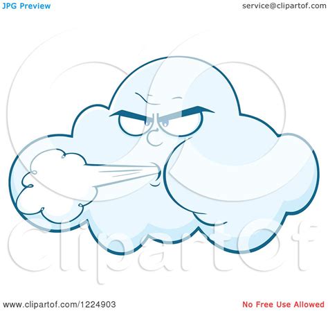 Clipart Of A Wind Storm Cloud Blowing Royalty Free