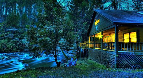 2048x1536 Resolution Wooden House Beside River Surrounded By Trees Hd