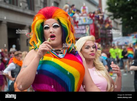 Drag Queen Dress In Rainbow At Pride In London 2015 Stock Photo Alamy
