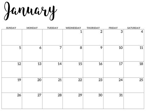 January 2021 calendar cute | printable calendar design. Get January 2020 Calendar Printable Free | Calendar ...