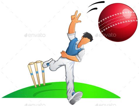 Cricket Player Fast Bowler By Designpraxis Graphicriver
