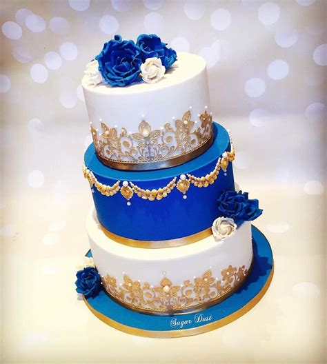 Sugardustbyamina On Instagram A Royal Blue And Ivory Cake For The