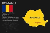 Highly detailed Romania map with flag, capital and small map of the ...