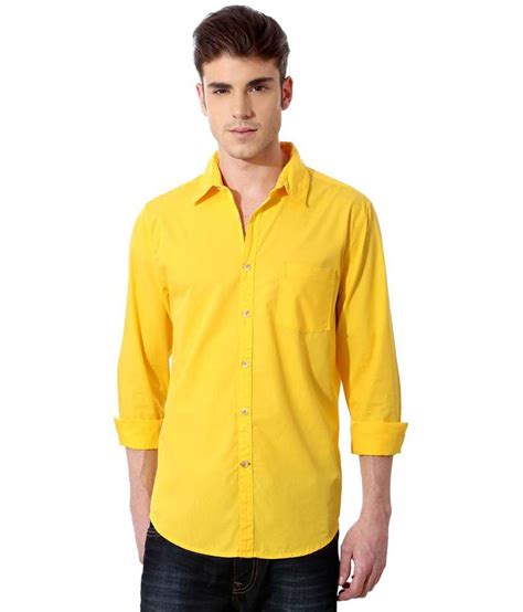 Yepiyes Fashions Yellow Cotton Blend Full Sleeves Formal Shirt Buy