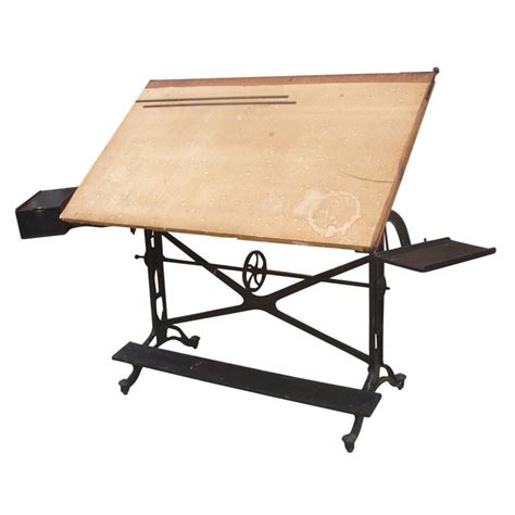 Antique Adjustable Keuffel And Esser Cast Iron Drafting Table At