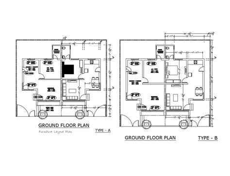 Ground Floor Layout Details Of Single Story House Dwg File Main Entry