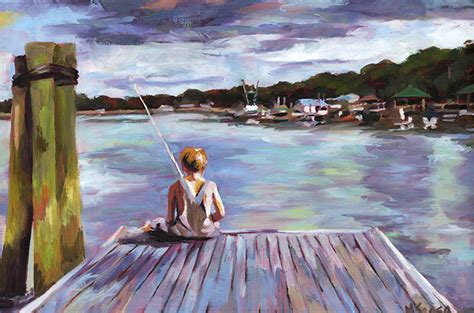 Fishing On The May Shine On Art Graphic Design By Murray Sease
