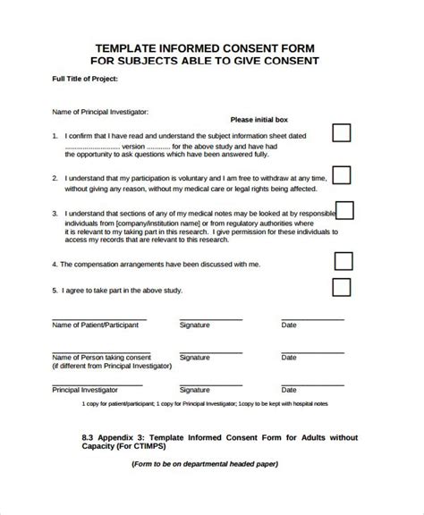 Sample Research Consent Form 8 Free Documents Download In Pdf Word