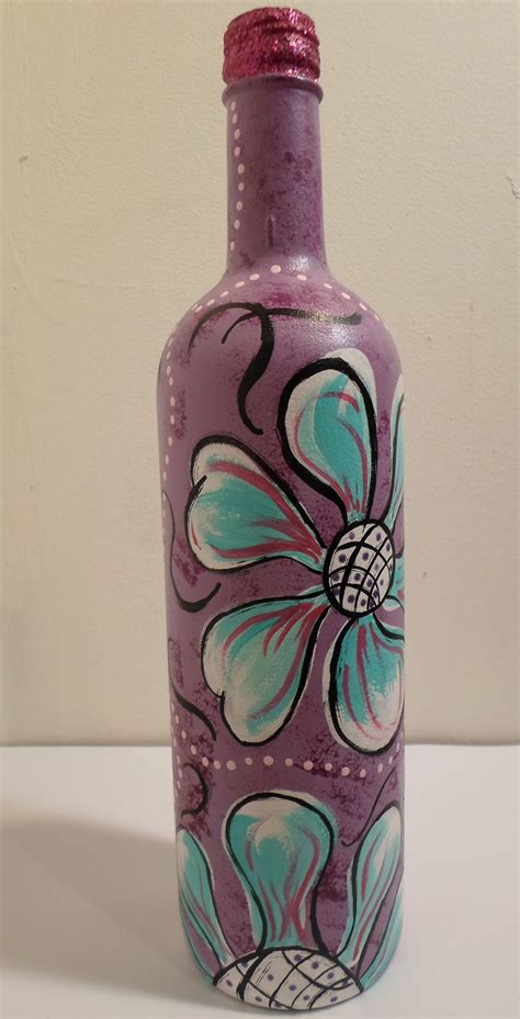 Hand Painted Glass Bottle Arte De Botella De Vino Decoración De