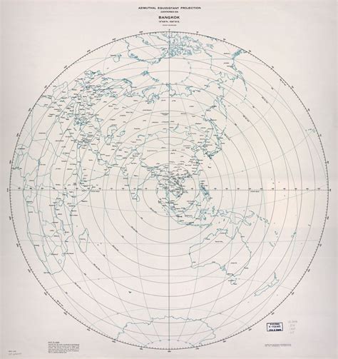 Large Detailed Azimuthal Equidistant Projection Map Centered On Bangkok