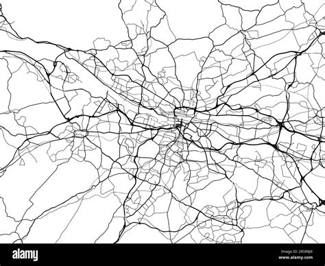 Road Map Of The City Of Glasgow In The United Kingdom On A White