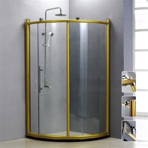 Bathselect Arc Shape Freestanding Bath Shower Enclosure In Gold