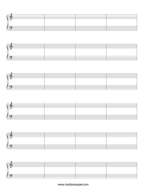Large Blank Music Staff Paper Large Print Staff Paper For Treble Alto