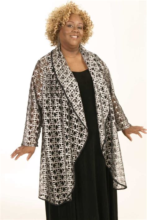 Plus Size Special Occasion Evening Coat Metallic Lace Silver Peggy