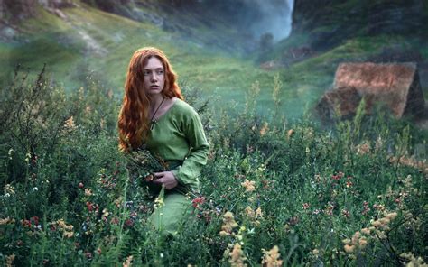 Wallpaper Forest Mountains Women Outdoors Redhead Model Fantasy Girl Depth Of Field