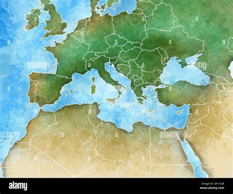 La Carte Dessinée à La Main De La Méditerranée Europe Afrique Et